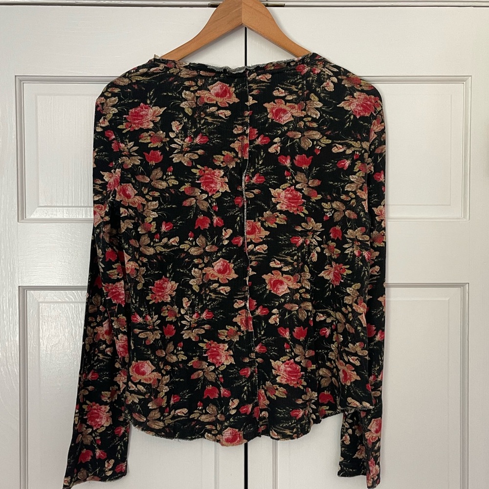 Pilcro Rose Waffle Knit Long Sleeve Shirt - Picture 2 of 3
